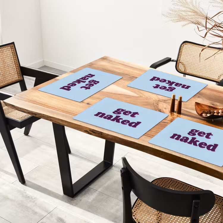 Speels - Boodschap - Blauw Placemat vinyl groot -zzsfeer4_Kitchenyeah-website