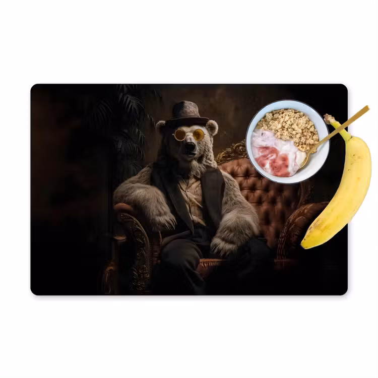 Ijsbeer - Hoed - Bril - Stoel Placemat vinyl groot -zzzproduct_Kitchenyeah-website