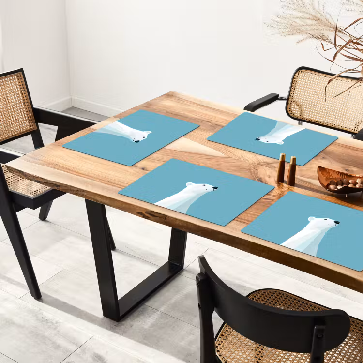 Ijsbeer - Lichtblauw - Minimalistisch Placemat vinyl groot -zzsfeer4_Kitchenyeah-website