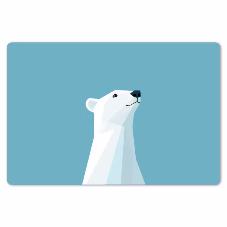 Ijsbeer - Lichtblauw - Minimalistisch Placemat vinyl groot -zzsfeer1_Kitchenyeah-website