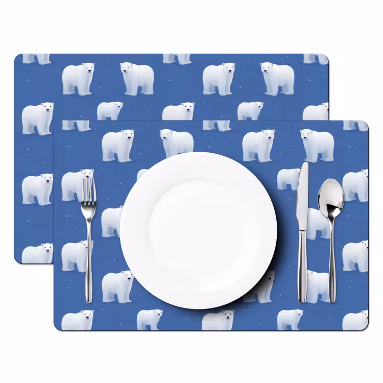 IJsbeer - Patroon - Blauw Placemat vinyl groot 368 -zzsfeer2_Kitchenyeah-website