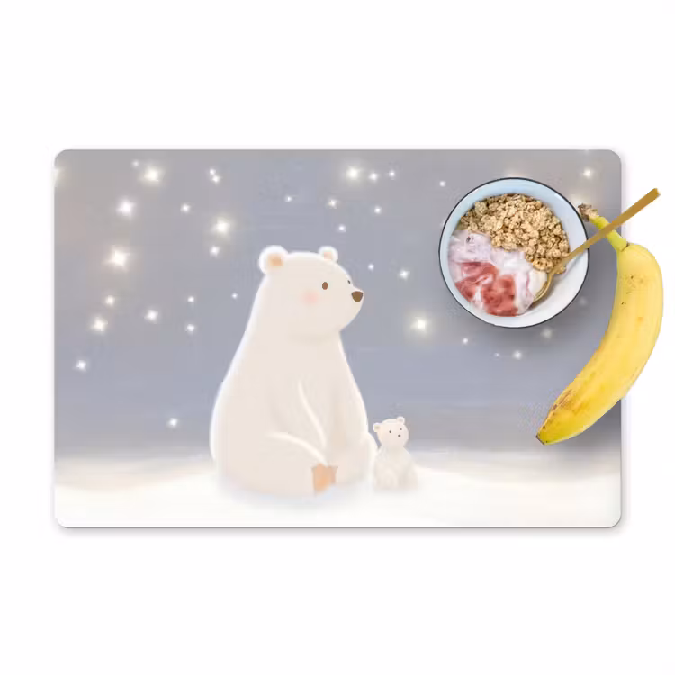 Ijsbeer - Sneeuw - Sterren - Blauw Placemat vinyl groot -zzzproduct_Kitchenyeah-website