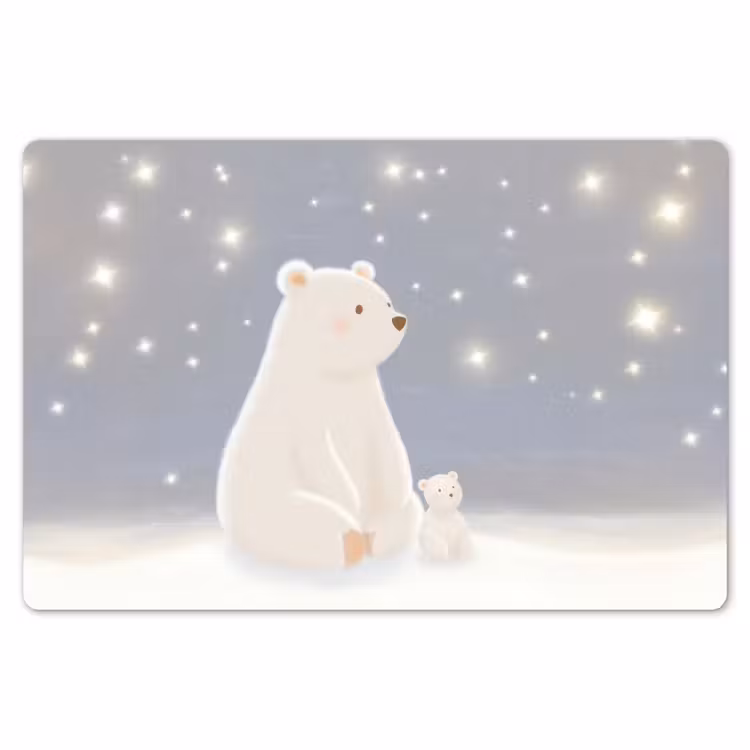 Ijsbeer - Sneeuw - Sterren - Blauw Placemat vinyl groot -zzsfeer1_Kitchenyeah-website