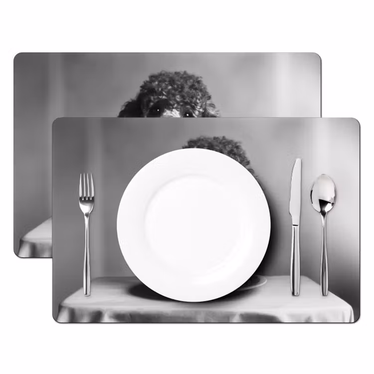 Poedel - Hond - Zwart - Wit - Schattig - Pasta Placemat vinyl groot -zzsfeer2_Kitchenyeah-website