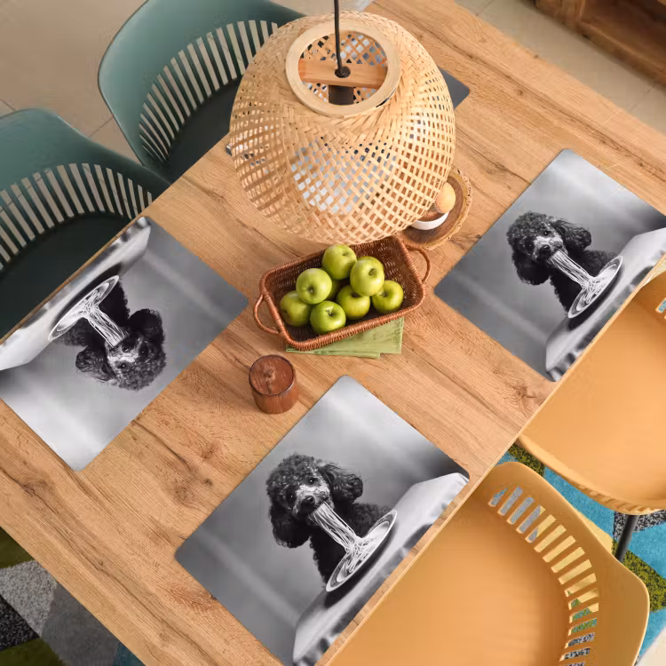 Poedel - Hond - Zwart - Wit - Schattig - Pasta Placemat vinyl groot -zzsfeer5_Kitchenyeah-website