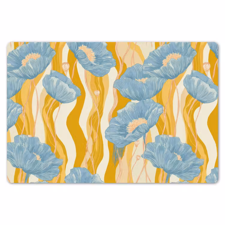 Papavers - Botanisch - Blauw Placemat vinyl groot 368 -zzsfeer1_Kitchenyeah-website