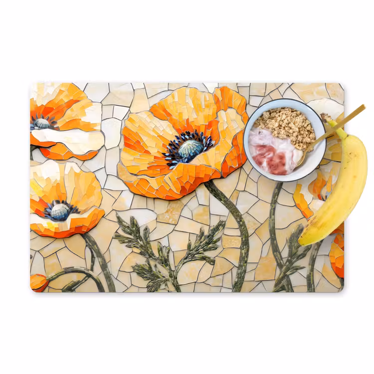 Klaprozen - Oranje - Mozaïek - Bladeren Placemat vinyl groot -zzzproduct_Kitchenyeah-website