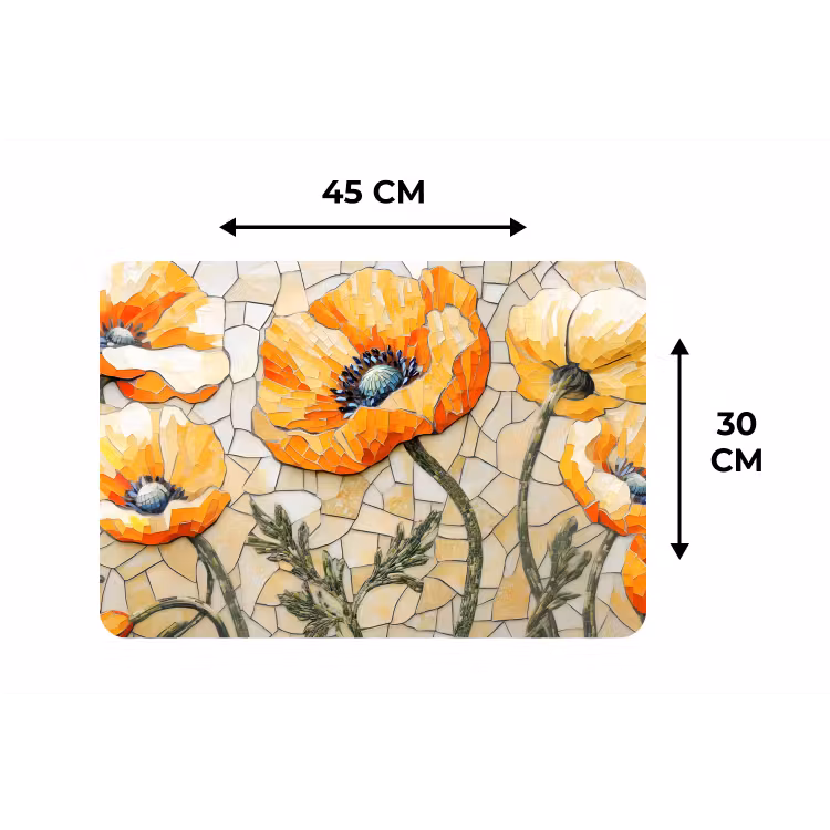 Klaprozen - Oranje - Mozaïek - Bladeren Placemat vinyl groot -specs