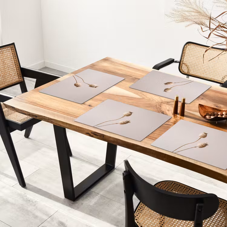Papaverbollen - Droogbloemen - Minimalistisch - Beige - Rustig Placemat vinyl groot -zzsfeer4_Kitchenyeah-website