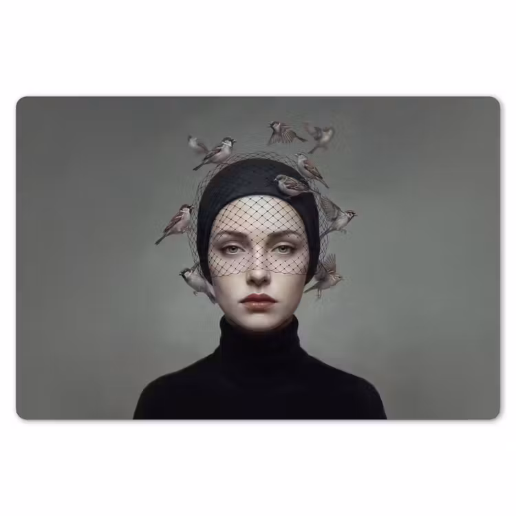 Portret - Vogels - Zwart Placemat vinyl groot -zzsfeer1_Kitchenyeah-website