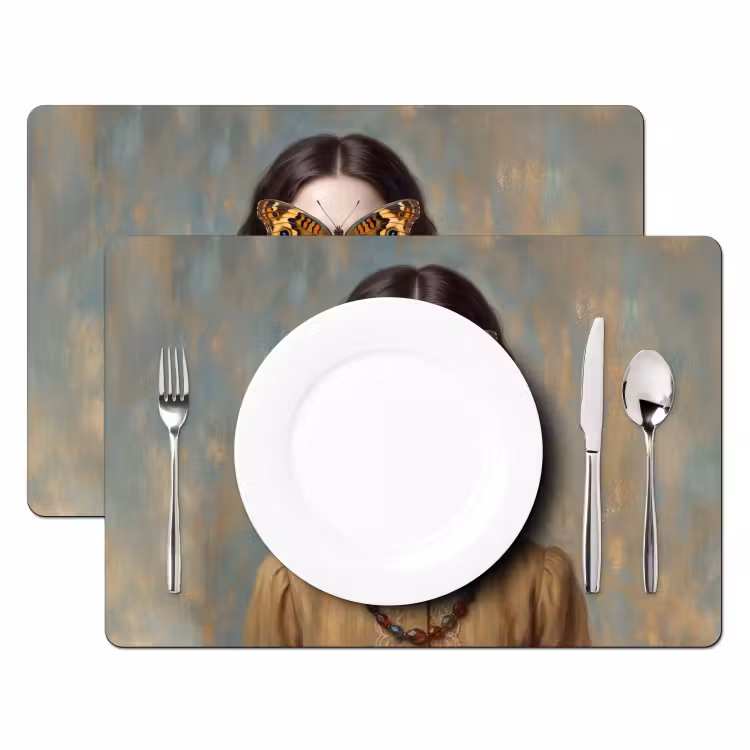 Portret - Vlinder - Kleurrijk Placemat vinyl groot -zzsfeer2_Kitchenyeah-website