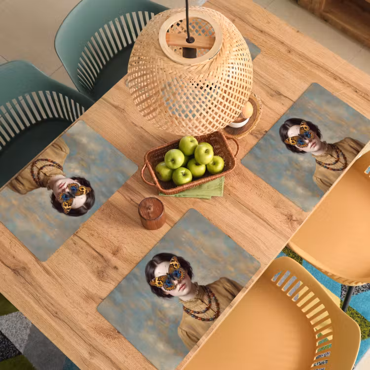 Portret - Vlinder - Kleurrijk Placemat vinyl groot -zzsfeer5_Kitchenyeah-website