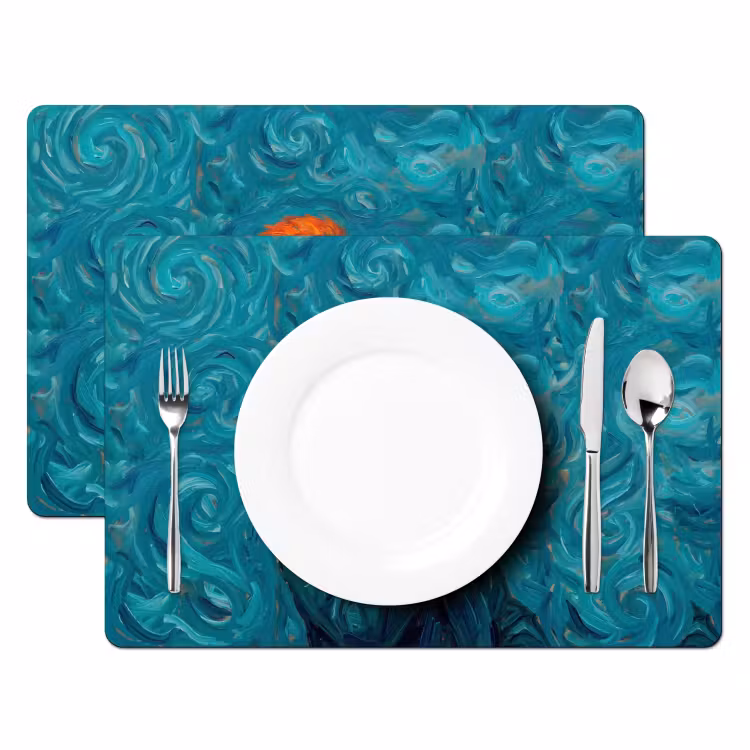 Portret - Klassiek - Blauw Placemat vinyl groot -zzsfeer2_Kitchenyeah-website