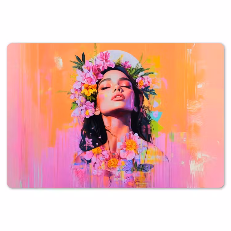 Portret - Bloemenkroon - Vrouw Placemat vinyl groot -zzsfeer1_Kitchenyeah-website