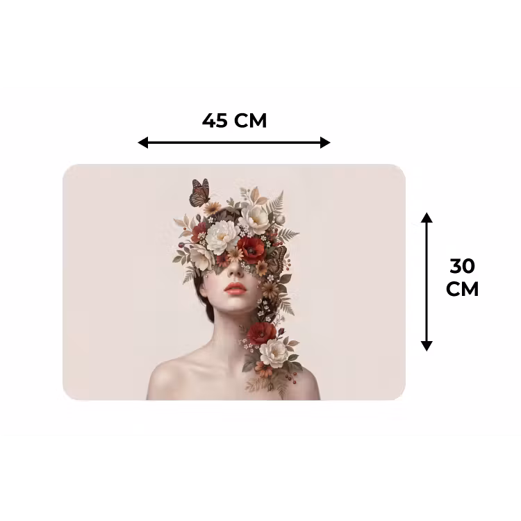 Portret - Bloemen - Cremé Placemat vinyl groot -specs