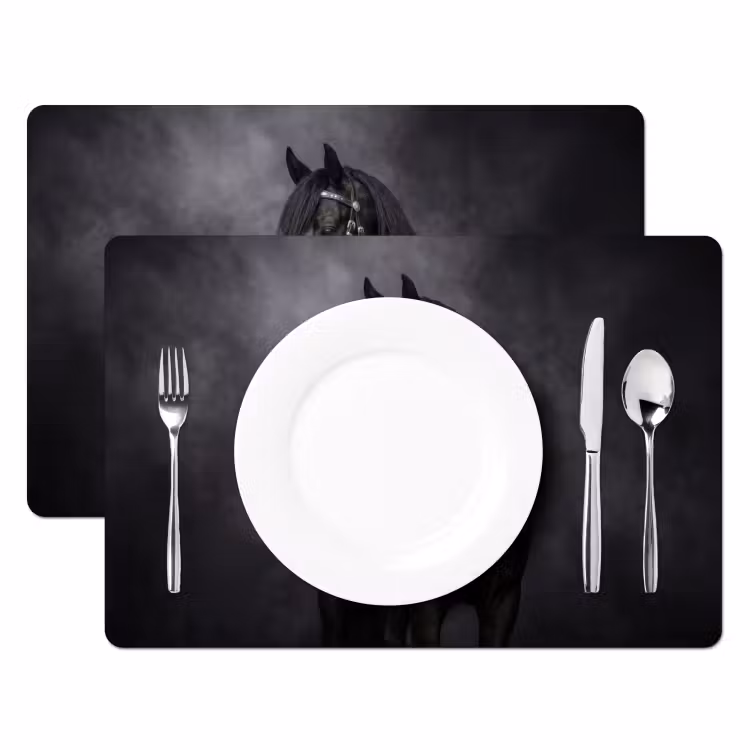 Portret - Paard - Zwart Placemat vinyl groot -zzsfeer2_Kitchenyeah-website
