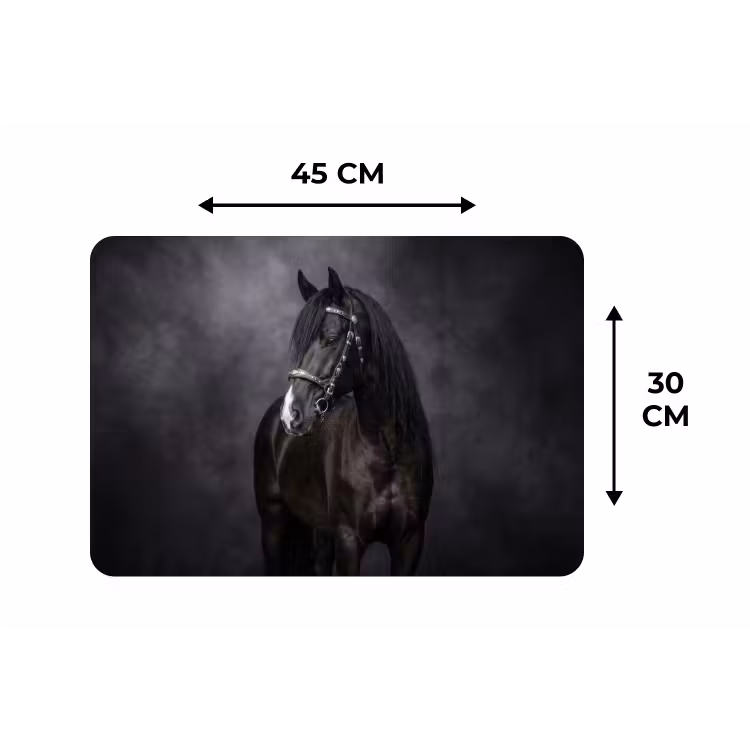 Portret - Paard - Zwart Placemat vinyl groot -specs