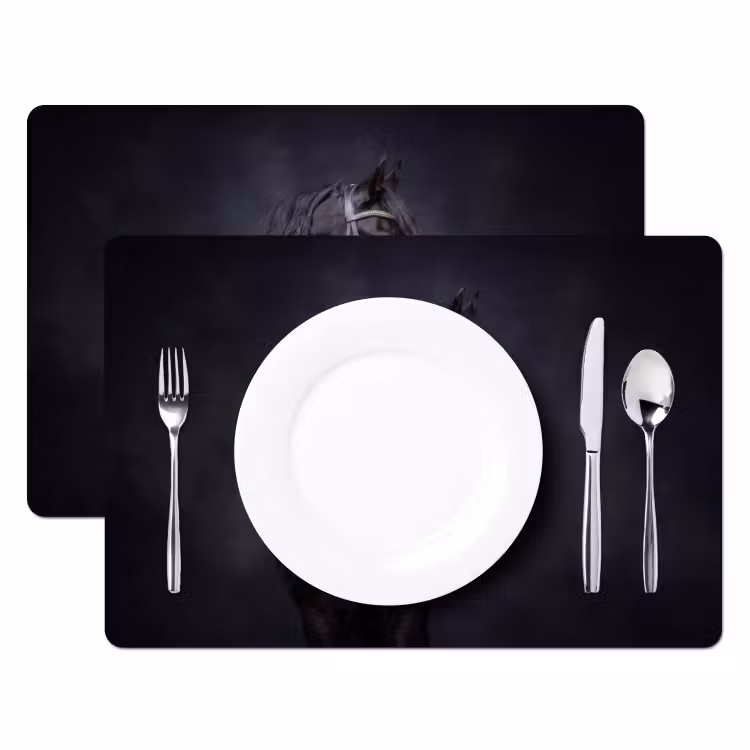 Portret - Paard - Donker Placemat vinyl groot -zzsfeer2_Kitchenyeah-website