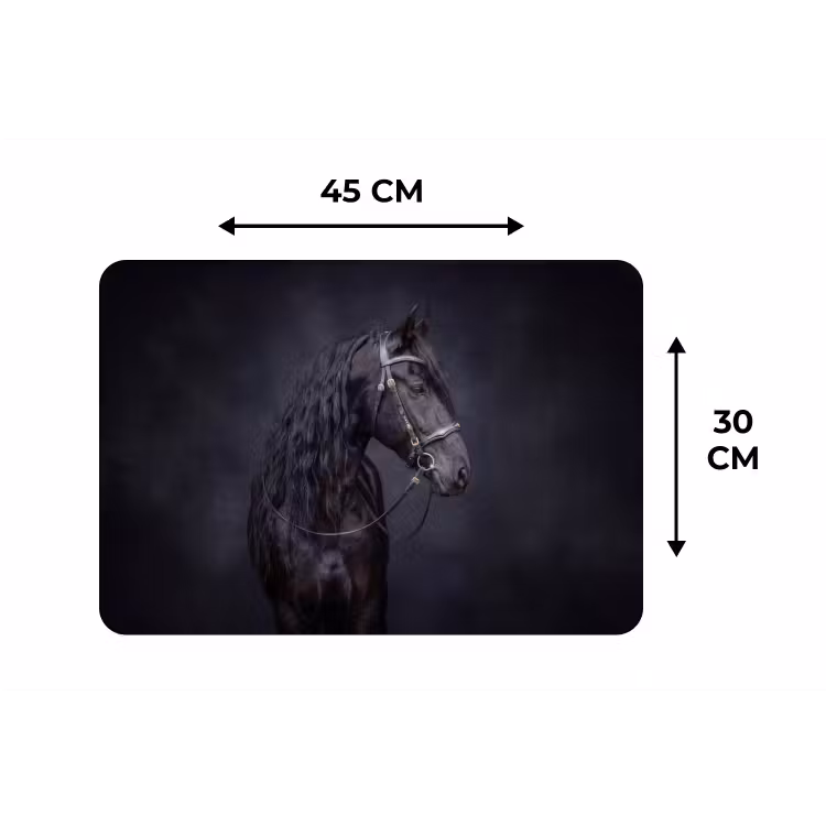 Portret - Paard - Donker Placemat vinyl groot -specs