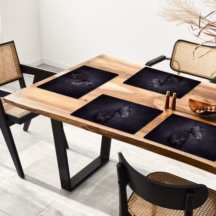 Portret - Paard - Donker Placemat vinyl groot -zzsfeer4_Kitchenyeah-website