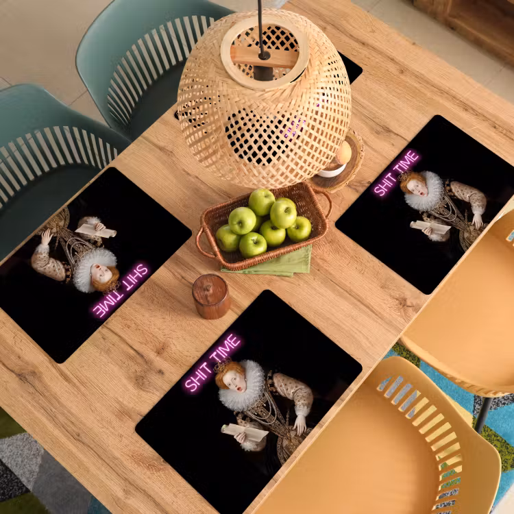 Portret - Humor - Neon Placemat vinyl groot -zzsfeer5_Kitchenyeah-website