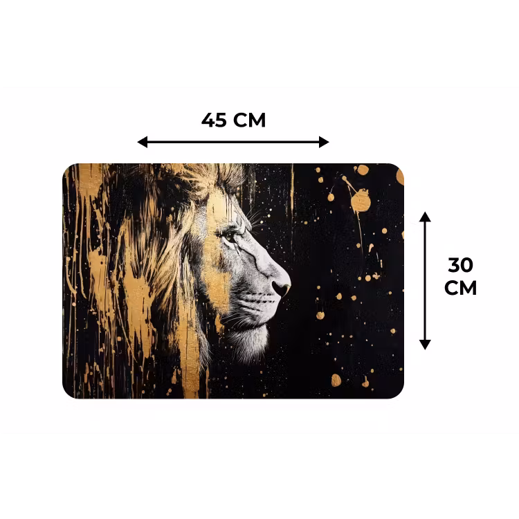 Portret - Leeuw - Abstract - Goud Placemat vinyl groot -specs