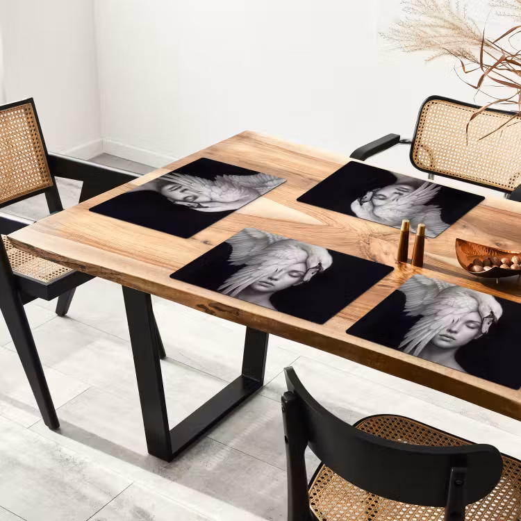 Portret - Zwaan - Zwart - Wit Placemat vinyl groot -zzsfeer4_Kitchenyeah-website