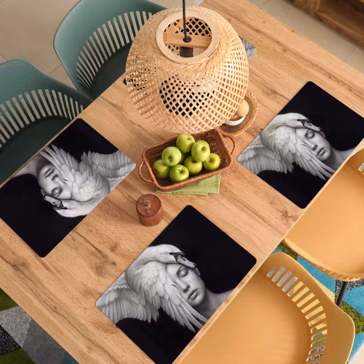 Portret - Zwaan - Zwart - Wit Placemat vinyl groot -zzsfeer5_Kitchenyeah-website