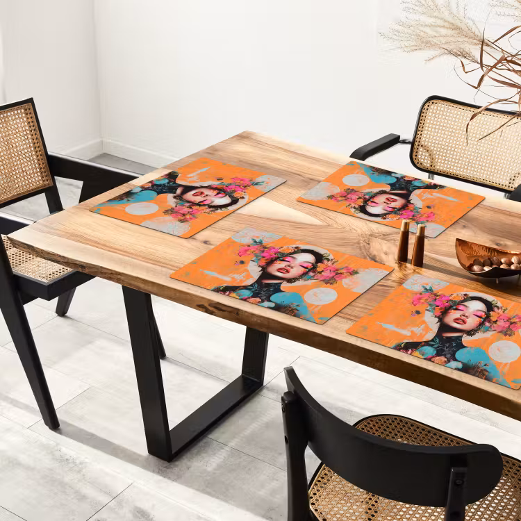Portret - Vrouw - Abstract - Bloemen Placemat vinyl groot -zzsfeer4_Kitchenyeah-website