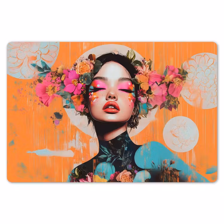 Portret - Vrouw - Abstract - Bloemen Placemat vinyl groot -zzsfeer1_Kitchenyeah-website