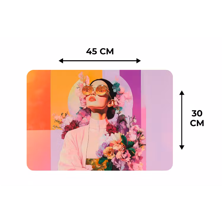 Portret - Vrouw - Abstract - Bloemen Placemat vinyl groot -specs