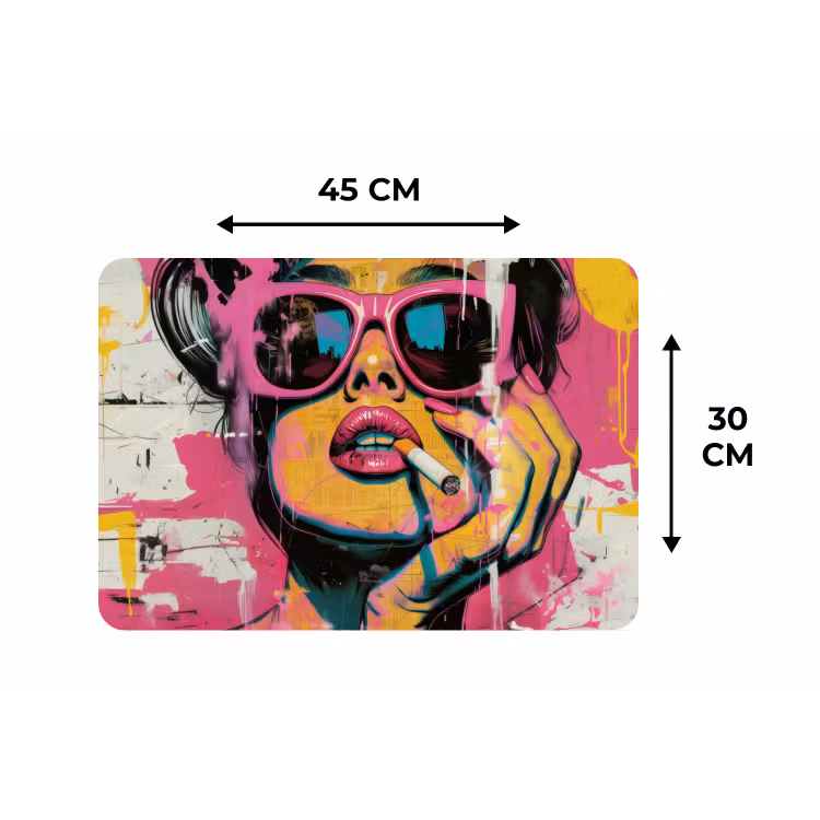 Portret - Vrouw - Abstract - Zonnebril Placemat vinyl groot -specs