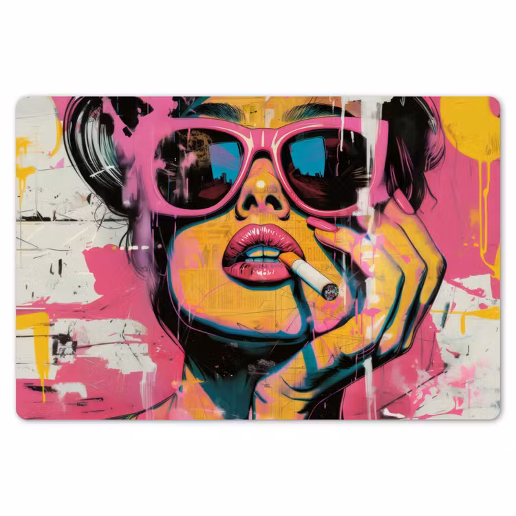 Portret - Vrouw - Abstract - Zonnebril Placemat vinyl groot -zzsfeer1_Kitchenyeah-website