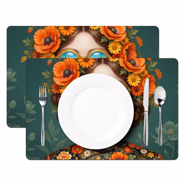 Portret - Vrouw - Kleurrijk - Expressief Placemat vinyl groot -zzsfeer2_Kitchenyeah-website