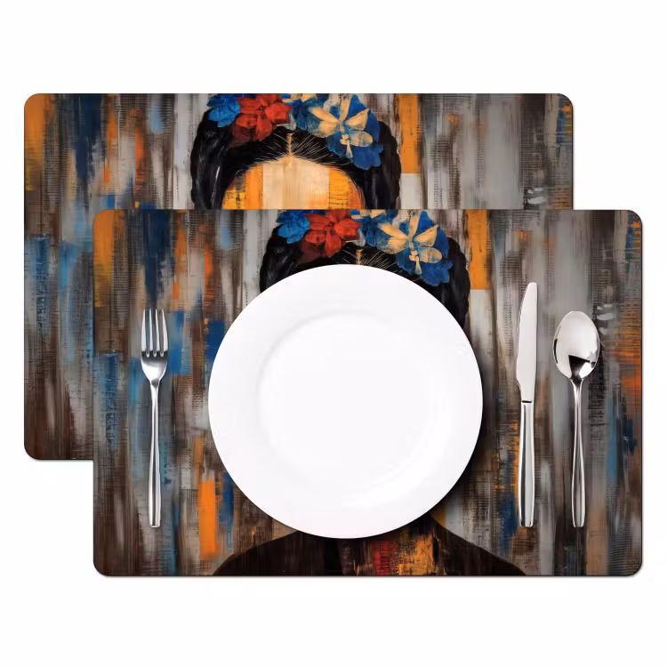 Portret - Vrouw - Bloemen Placemat vinyl groot -zzsfeer2_Kitchenyeah-website