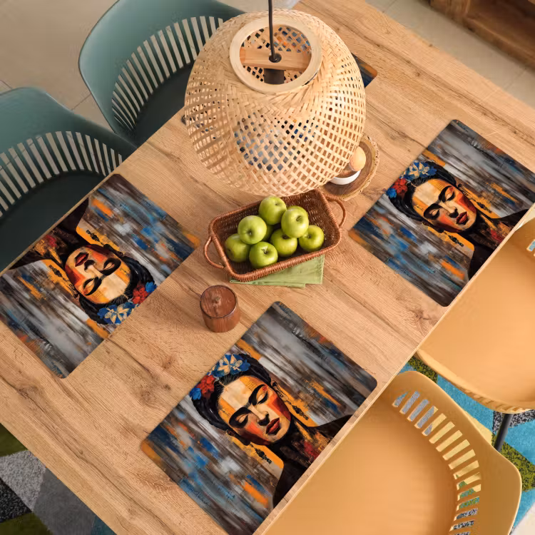 Portret - Vrouw - Bloemen Placemat vinyl groot -zzsfeer5_Kitchenyeah-website