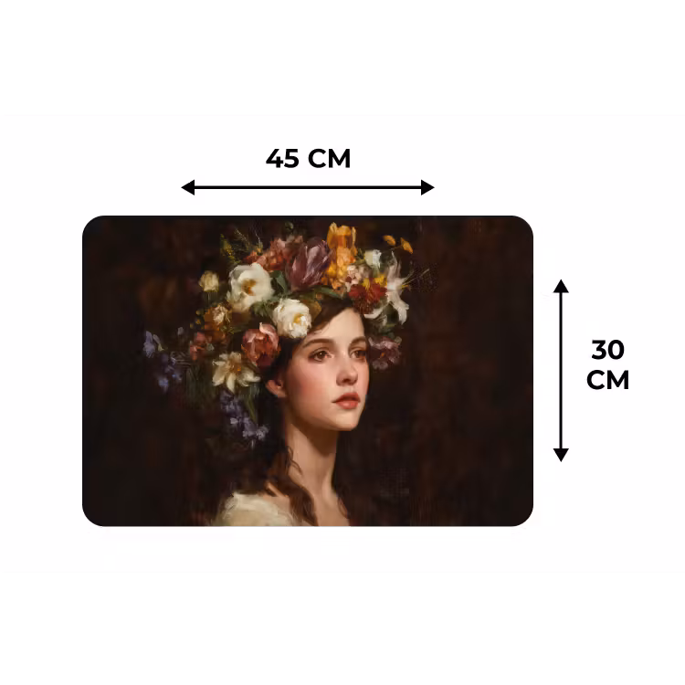Portret - Vrouw - Bloemen Placemat vinyl groot -specs