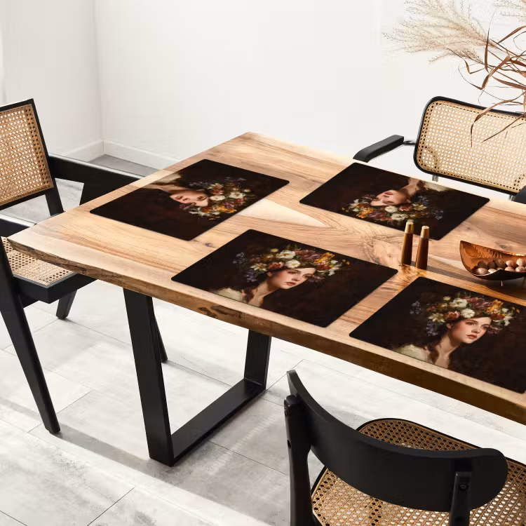 Portret - Vrouw - Bloemen Placemat vinyl groot -zzsfeer4_Kitchenyeah-website