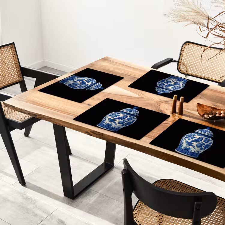 Pot - Delfts Blauw - Bloemen Placemat vinyl groot -zzsfeer4_Kitchenyeah-website