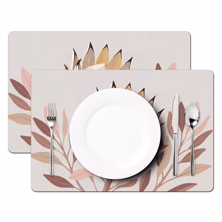 Protea - Bloem - Botanisch - Beige Placemat vinyl groot -zzsfeer2_Kitchenyeah-website