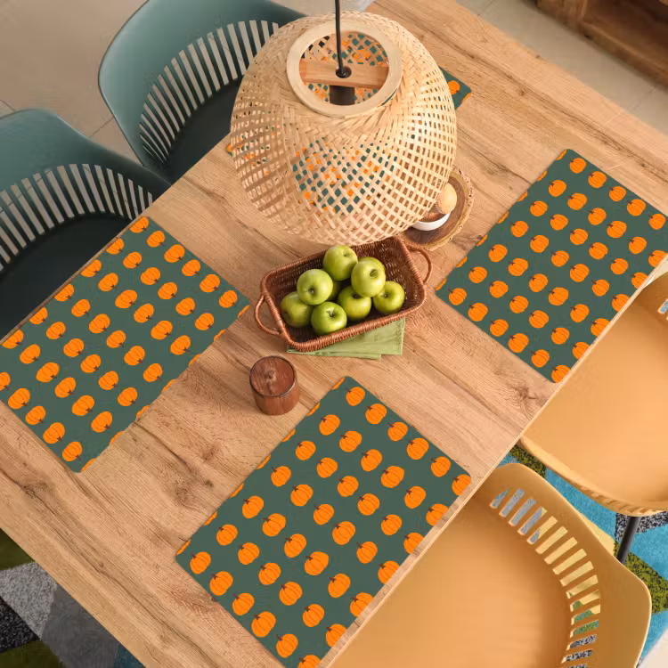 Pompoen - Patroon - Oranje Placemat vinyl groot 368 -zzsfeer5_Kitchenyeah-website