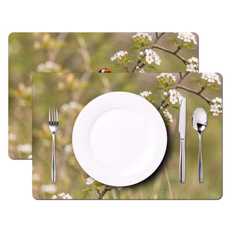 Putter - Bloesem - Lente - Natuur - Kleurrijk Placemat vinyl groot -zzsfeer2_Kitchenyeah-website