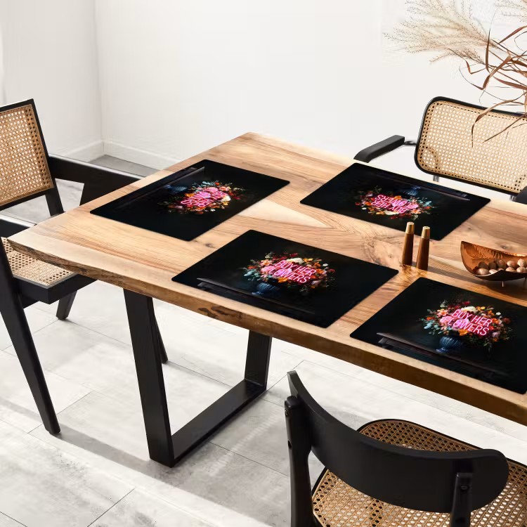 Quote - Bloemen - Vaas - Neon Placemat vinyl groot -zzsfeer4_Kitchenyeah-website