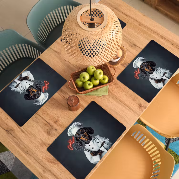 Quote - Neon - Hond - Kokskleding Placemat vinyl groot -zzsfeer5_Kitchenyeah-website