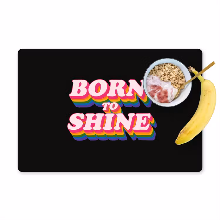 Quote - Regenboog - Roze - Zwart Placemat vinyl groot -zzzproduct_Kitchenyeah-website