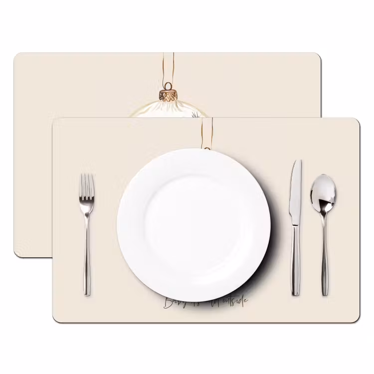 Quote - Winter - Kerst - Beige - Kerstbal Placemat vinyl groot -zzsfeer2_Kitchenyeah-website