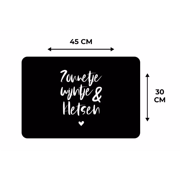 Quotes - Zonnetje, wijntje & kletsen - Tekst - Wijn - Zomer Placemat vinyl groot -specs