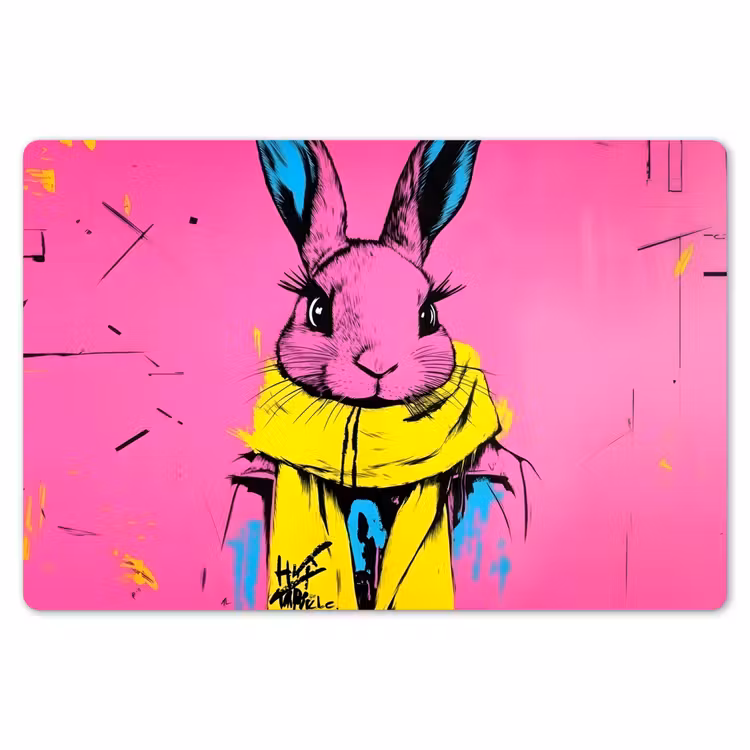 Konijn - Felroze - Sjaal - Abstract Placemat vinyl groot -zzsfeer1_Kitchenyeah-website