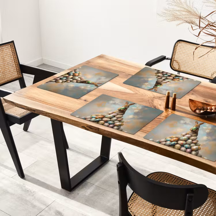 Konijn - Eieren - Kleurrijk Placemat vinyl groot -zzsfeer4_Kitchenyeah-website