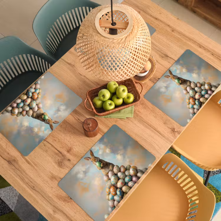 Konijn - Eieren - Kleurrijk Placemat vinyl groot -zzsfeer5_Kitchenyeah-website